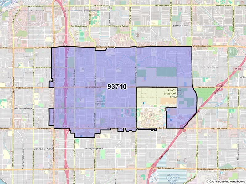 Map of ZIP Code 93710 — Fresno, CA