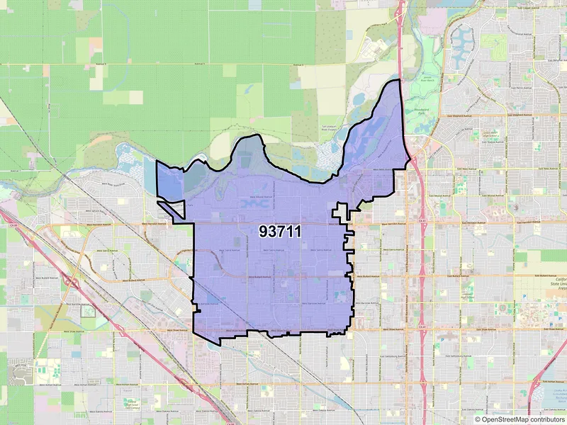 Map of ZIP Code 93711 — Fresno, CA