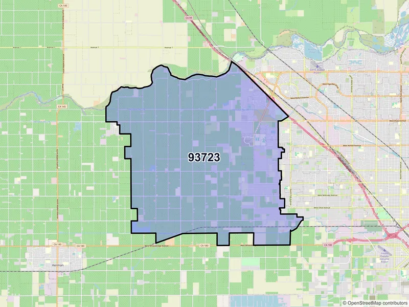 Map of ZIP Code 93723 — Fresno, CA