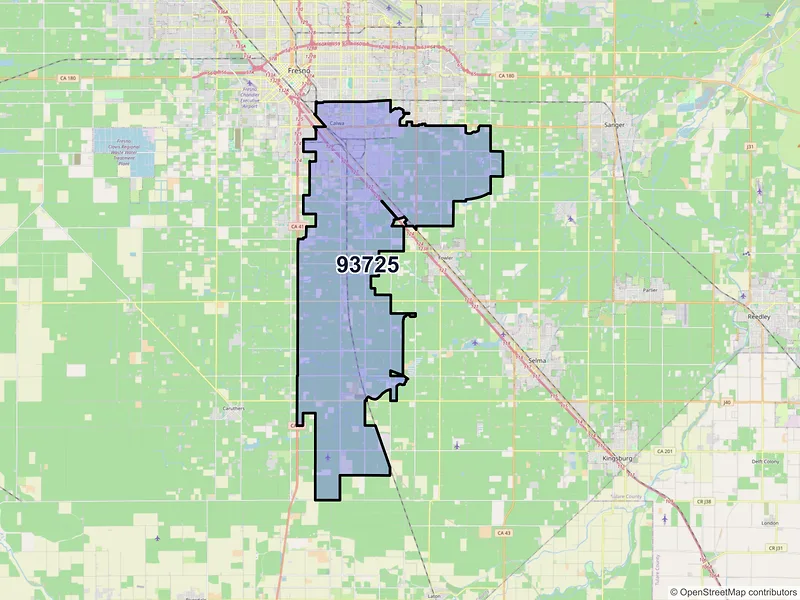 Map of ZIP Code 93725 — Fresno, CA