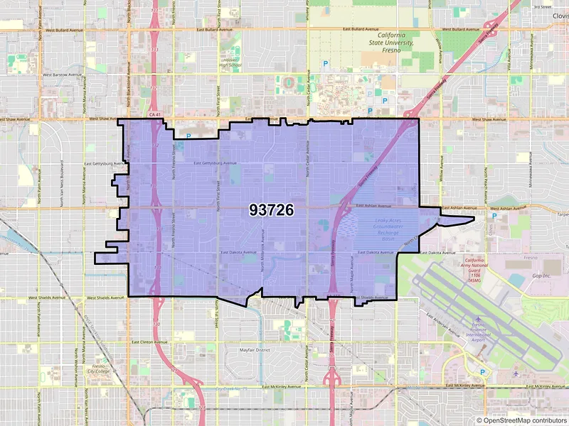Map of ZIP Code 93726 — Fresno, CA