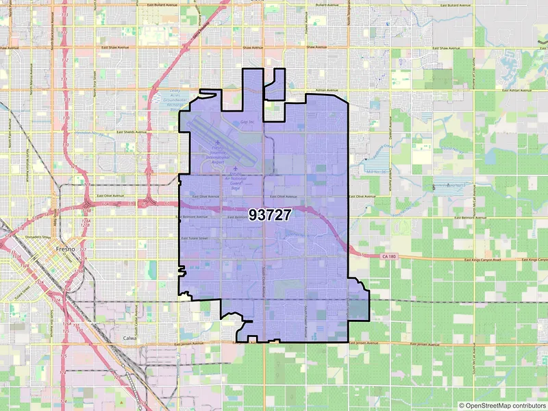 Map of ZIP Code 93727 — Fresno, CA