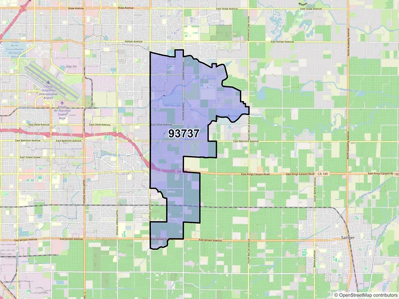 Map of ZIP Code 93737 — Fresno, CA