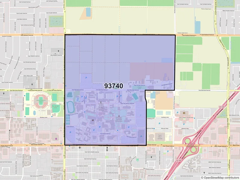 Map of ZIP Code 93740 — Fresno, CA