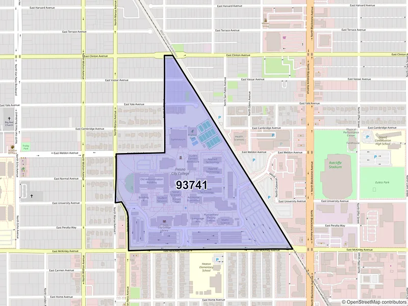 Map of ZIP Code 93741 — Fresno, CA