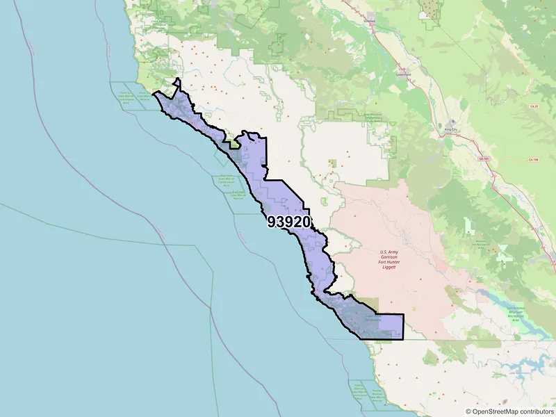 Map of ZIP Code 93920 — Big Sur, CA