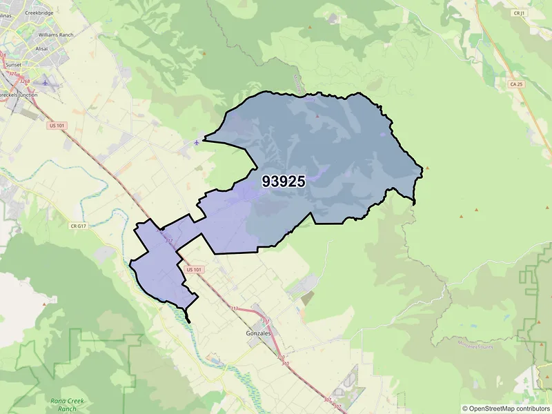 Map of ZIP Code 93925 — Chualar, CA