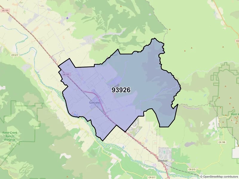 Map of ZIP Code 93926 — Gonzales, CA