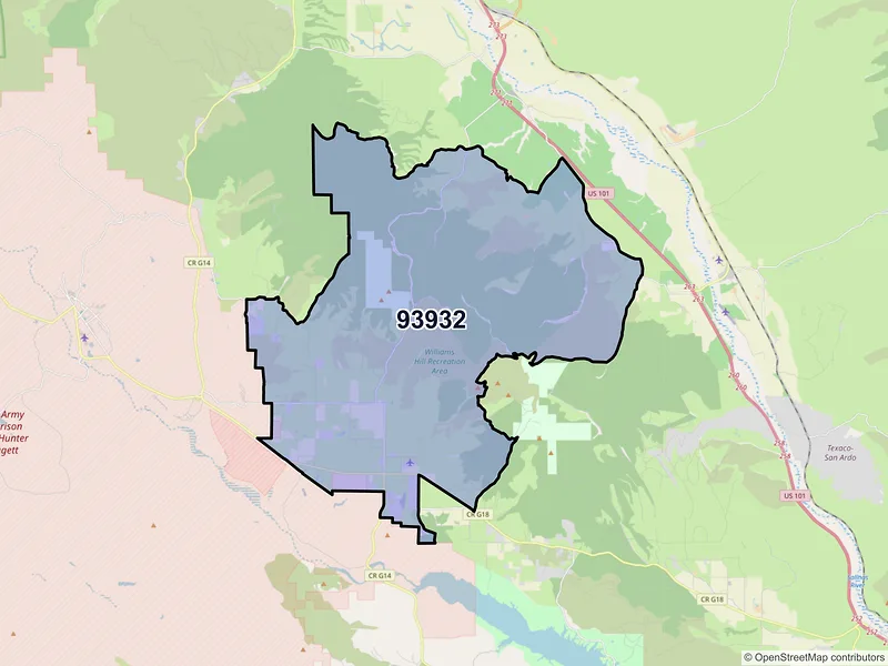 Map of Lockwood, California and ZIP codes