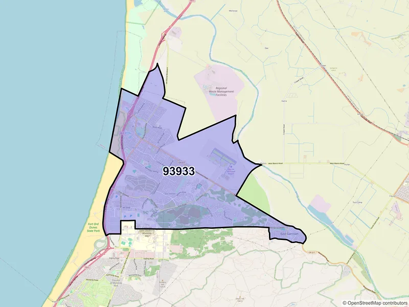 Map of ZIP Code 93933 — Marina, CA