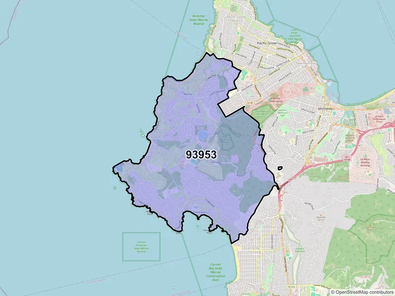 Map of ZIP Code 93953 — Pebble Beach, CA