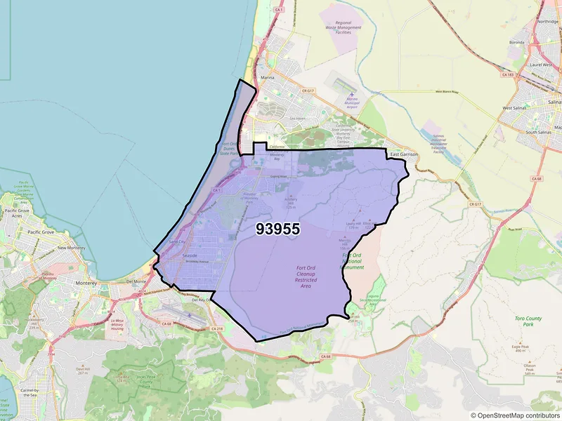 Map of ZIP Code 93955 — Seaside, CA