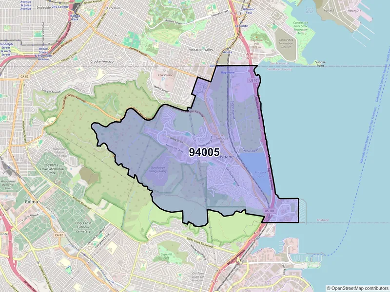 Map of ZIP Code 94005 — Brisbane, CA