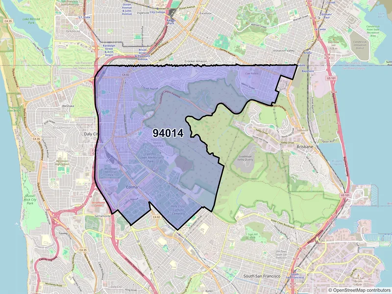 Map of ZIP Code 94014 — Daly City, CA