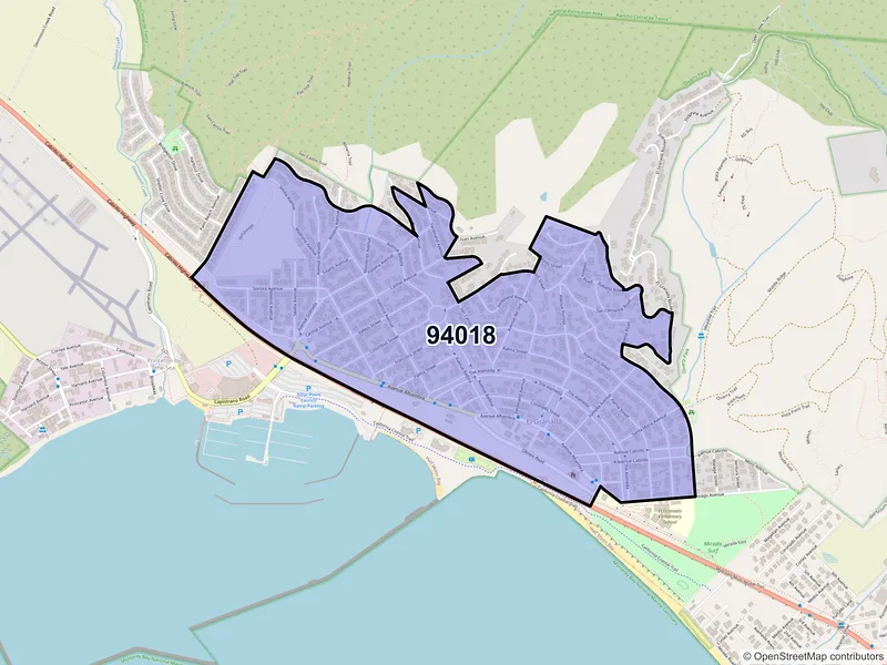 Map of El Granada, California and ZIP codes
