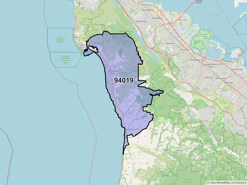 Map of ZIP Code 94019 — Half Moon Bay, CA