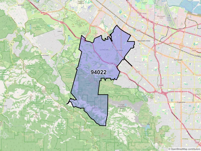 Map of ZIP Code 94022 — Los Altos, CA