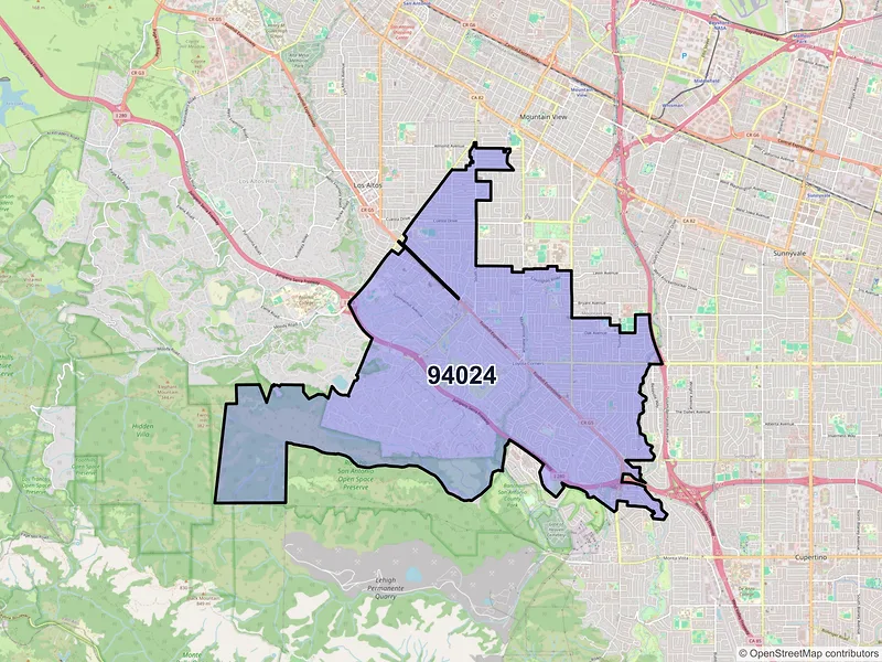 Map of ZIP Code 94024 — Los Altos, CA