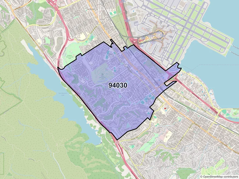 Map of ZIP Code 94030 — Millbrae, CA
