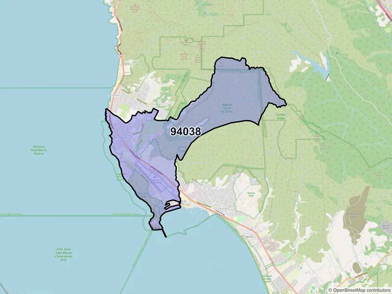 Map of ZIP Code 94038 — Moss Beach, CA
