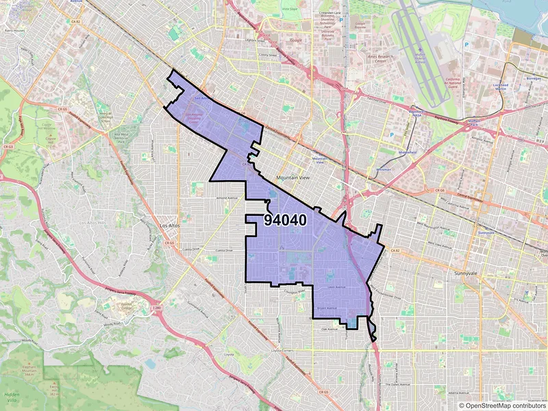 Map of ZIP Code 94040 — Mountain View, CA