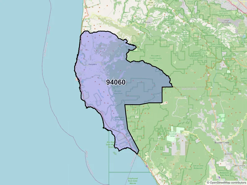 Map of ZIP Code 94060 — Pescadero, CA