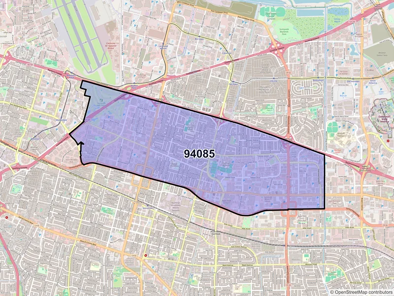 Map of ZIP Code 94085 — Sunnyvale, CA