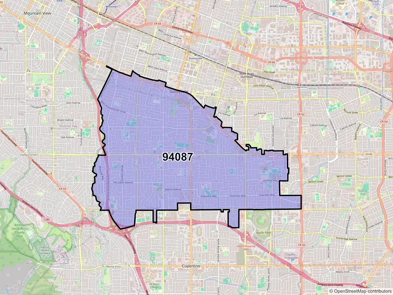 Map of ZIP Code 94087 — Sunnyvale, CA