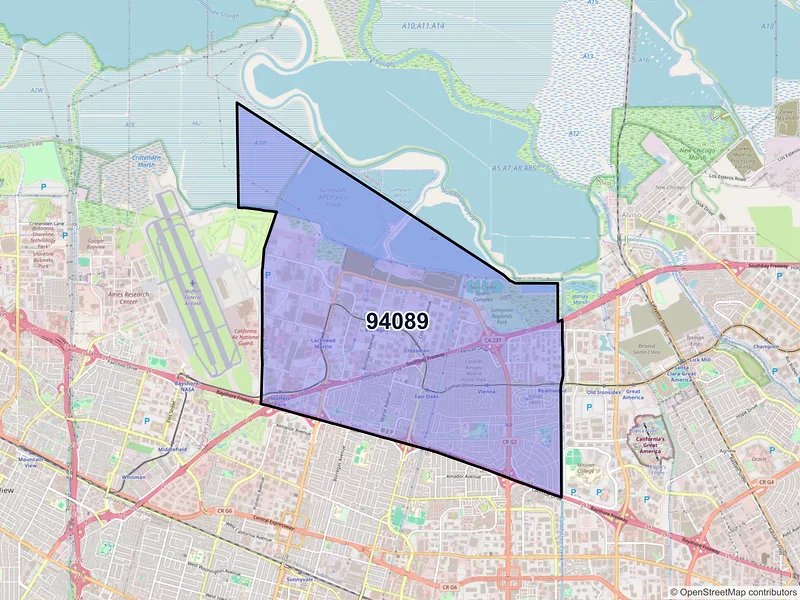 Map of ZIP Code 94089 — Sunnyvale, CA