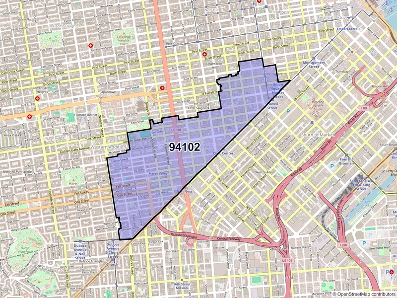 Map of ZIP Code 94102 — San Francisco, CA