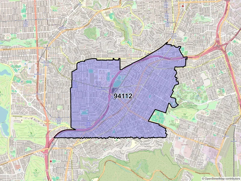 Map of ZIP Code 94112 — San Francisco, CA