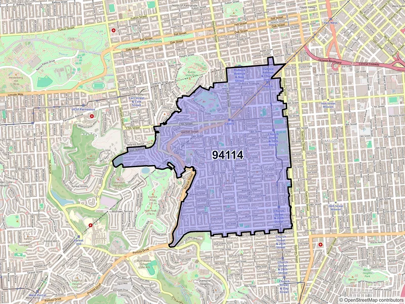 Map of ZIP Code 94114 — San Francisco, CA