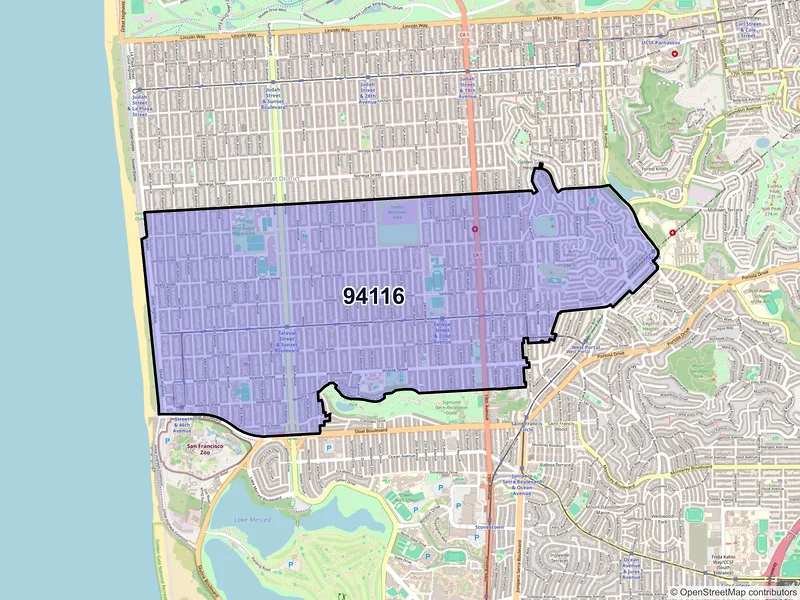 Map of ZIP Code 94116 — San Francisco, CA