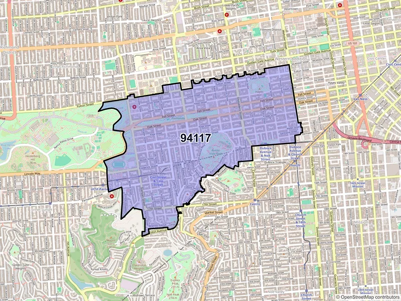 Map of ZIP Code 94117 — San Francisco, CA