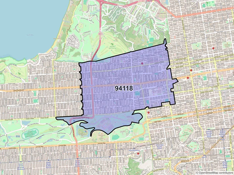 Map of ZIP Code 94118 — San Francisco, CA