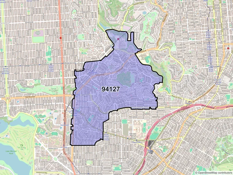 Map of ZIP Code 94127 — San Francisco, CA