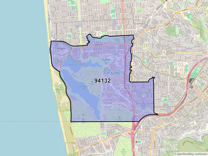 Map of ZIP Code 94132 — San Francisco, CA