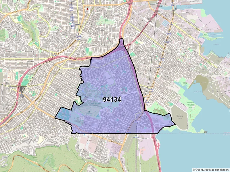 Map of ZIP Code 94134 — San Francisco, CA