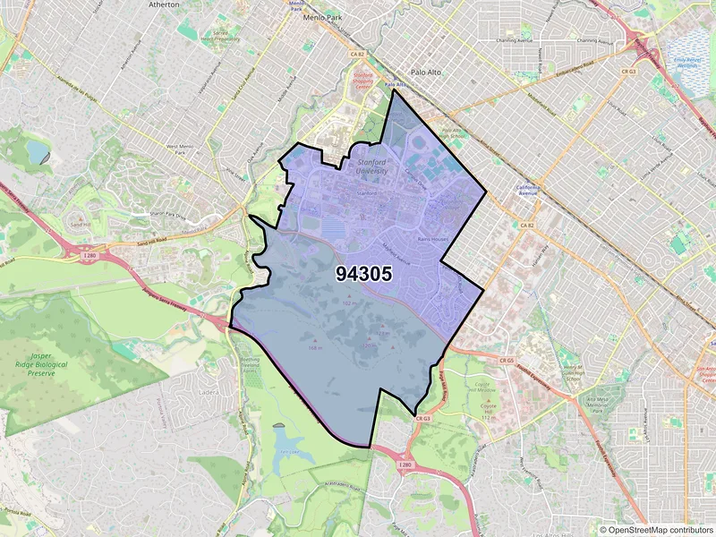 Map of ZIP Code 94305 — Stanford, CA