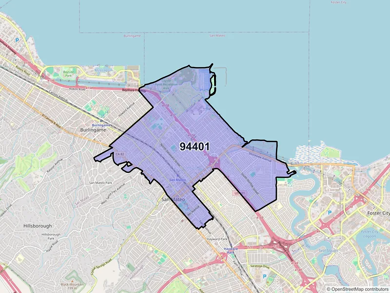 Map of ZIP Code 94401 — San Mateo, CA