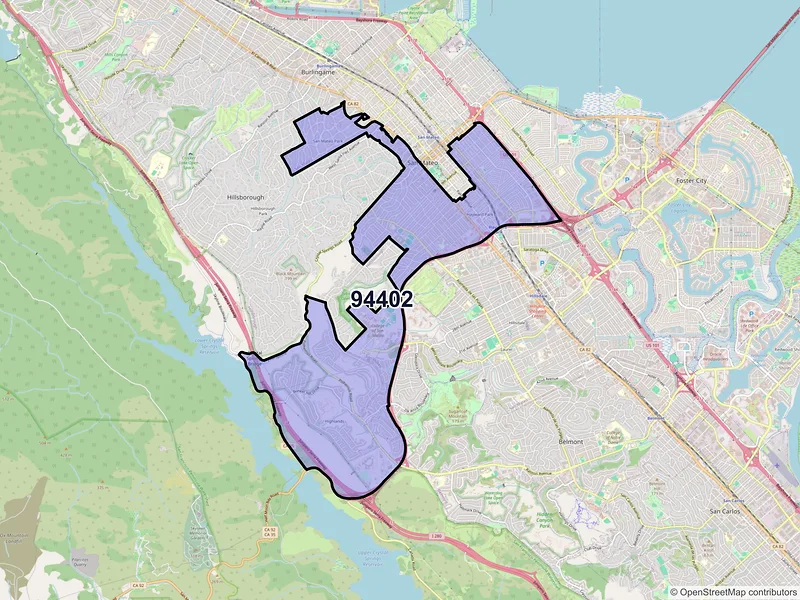 Map of ZIP Code 94402 — San Mateo, CA
