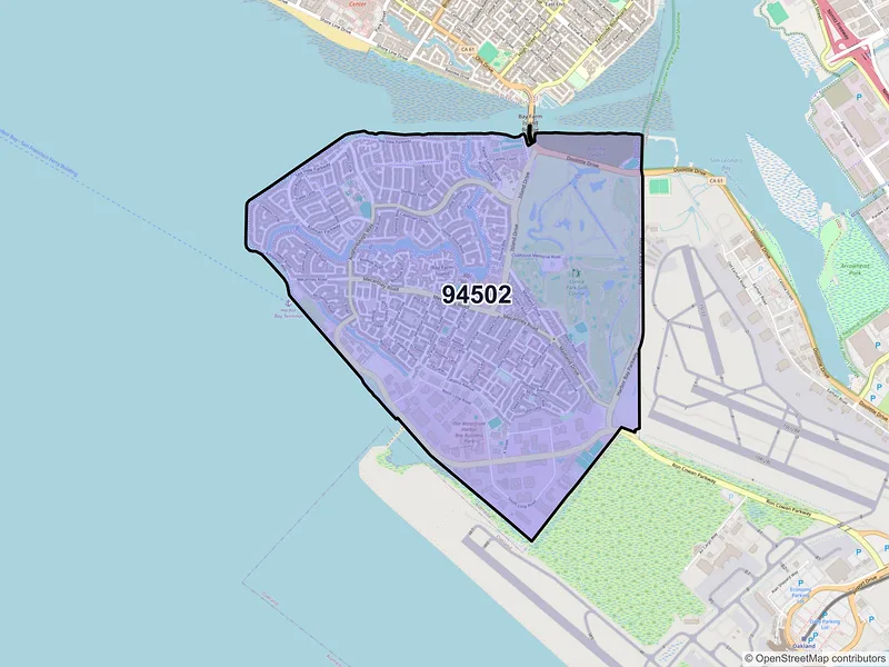 Map of ZIP Code 94502 — Alameda, CA