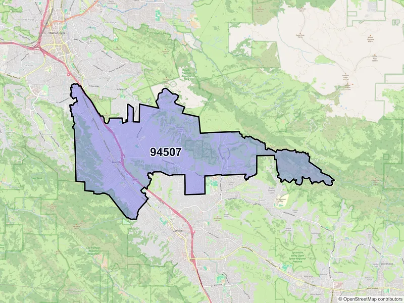 Map of ZIP Code 94507 — Alamo, CA
