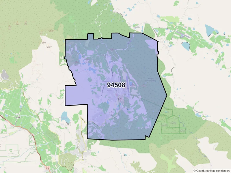 Map of ZIP Code 94508 — Angwin, CA