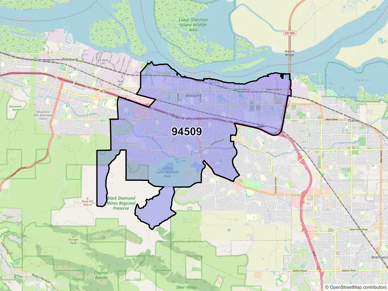 Map of ZIP Code 94509 — Antioch, CA