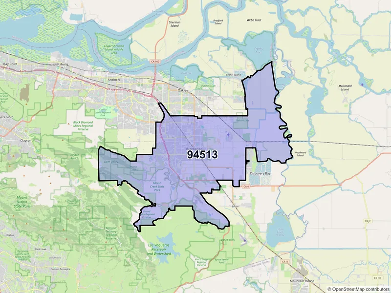 Map of ZIP Code 94513 — Brentwood, CA