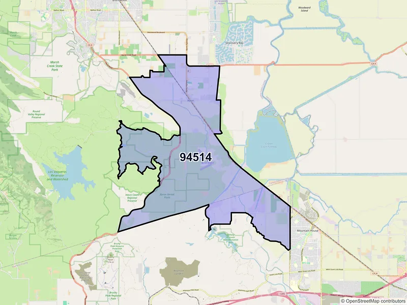 Map of ZIP Code 94514 — Byron, CA