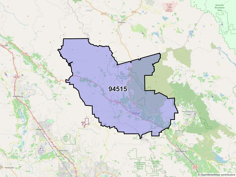 Map of ZIP Code 94515 — Calistoga, CA