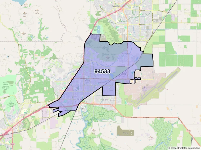 Map of ZIP Code 94533 — Fairfield, CA