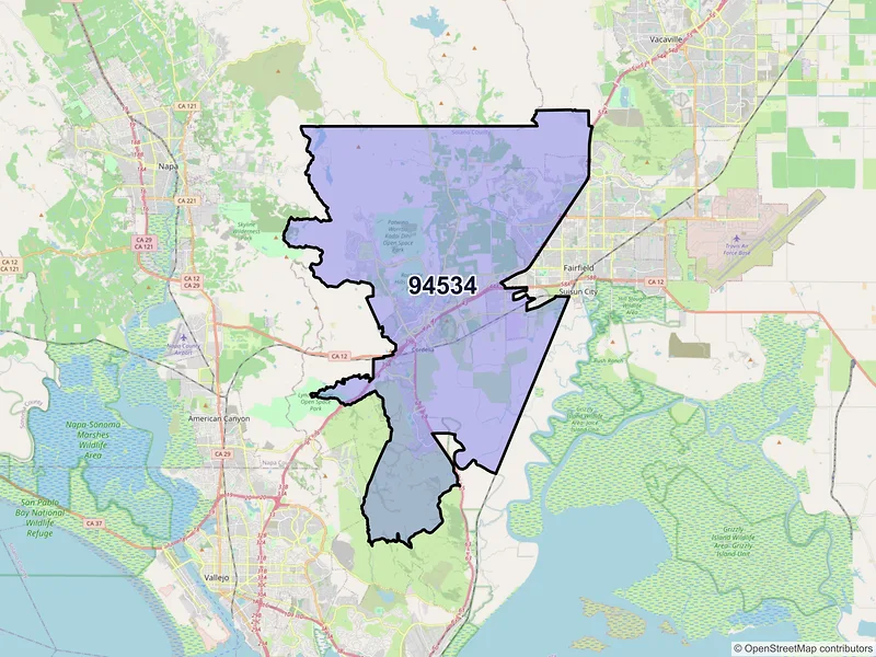 Map of ZIP Code 94534 — Fairfield, CA